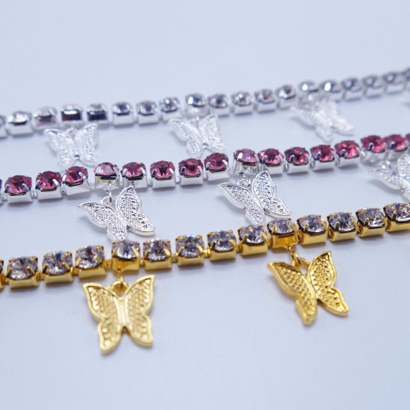 Butterfly Diamond Anklet - Picture 1 of 2